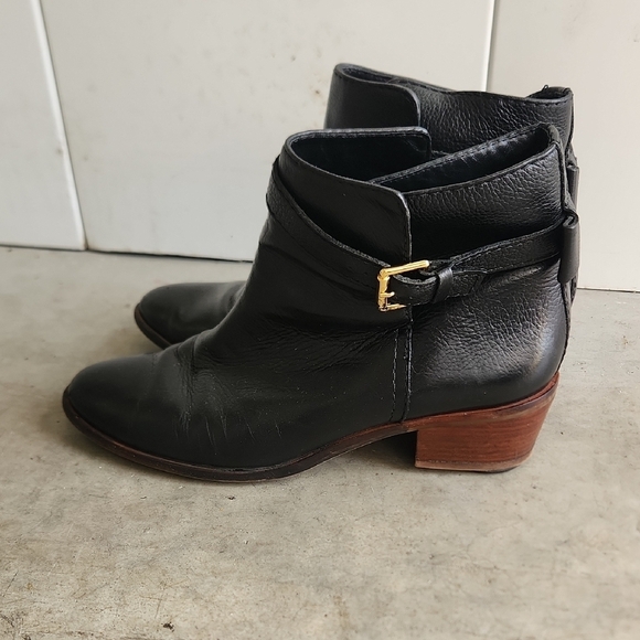 Kate Spade New York Black Leather Stacked Moto Ankle Boot Bootie Womens Sz - Picture 2 of 11